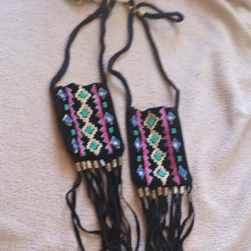 Bohemian Black and Multicolor Fringe Bag